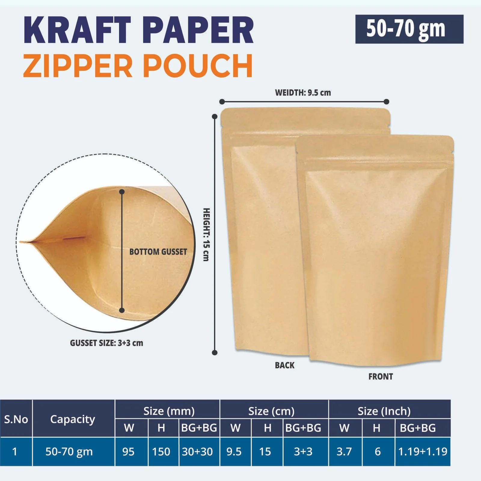 Both Side Kraft Paper Stand Up Zipper Pouch - Image 3
