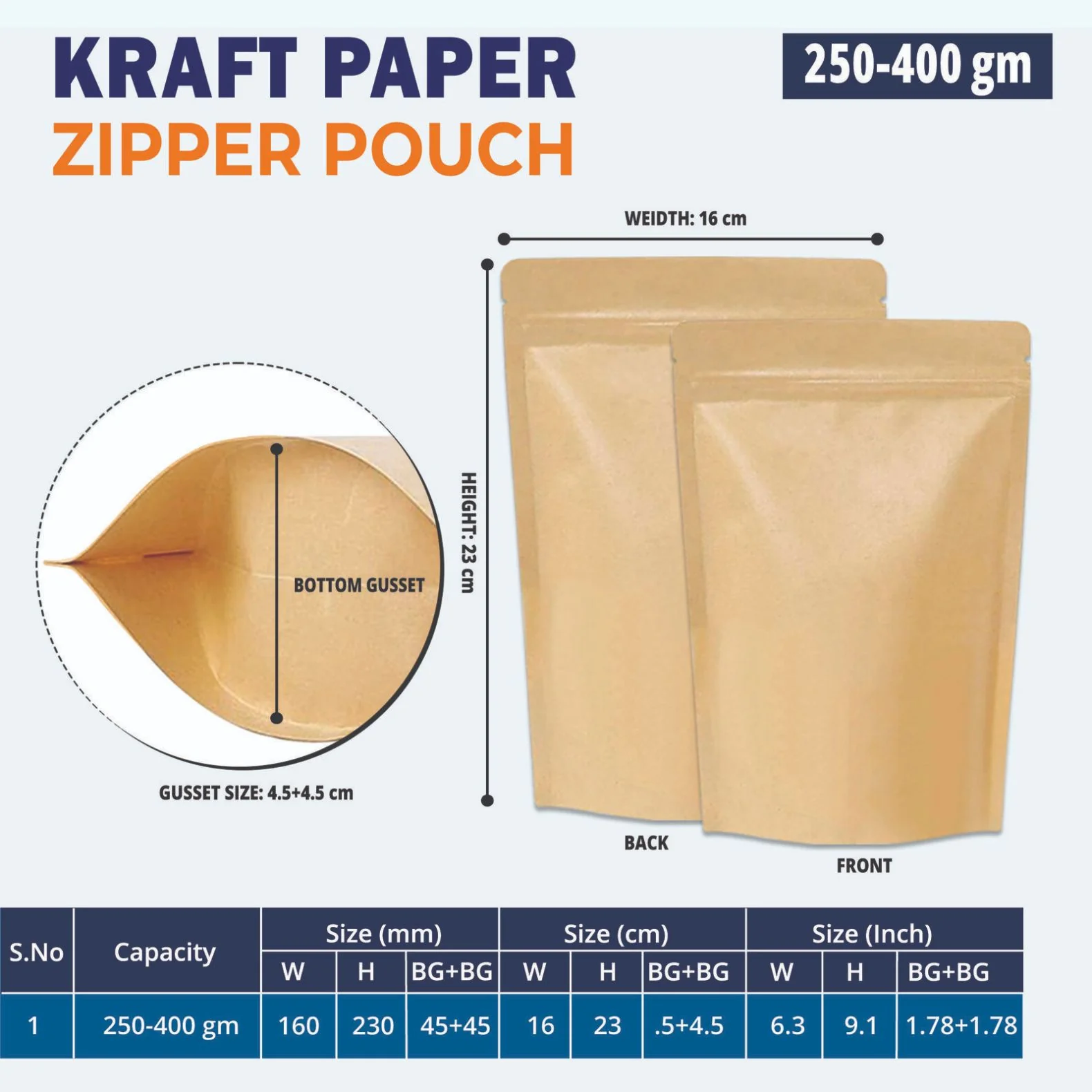 Both Side Kraft Paper Stand Up Zipper Pouch - Image 35