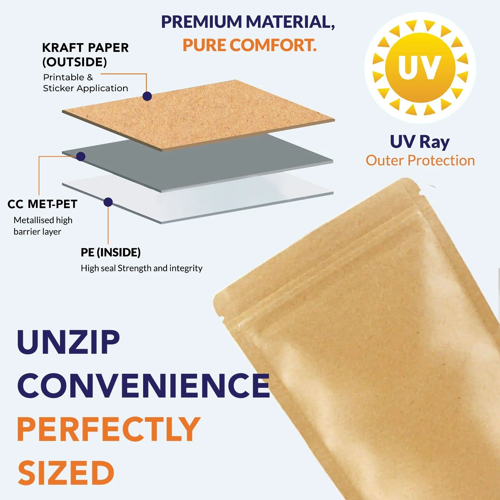 Both Side Kraft Paper Stand Up Zipper Pouch - Image 46