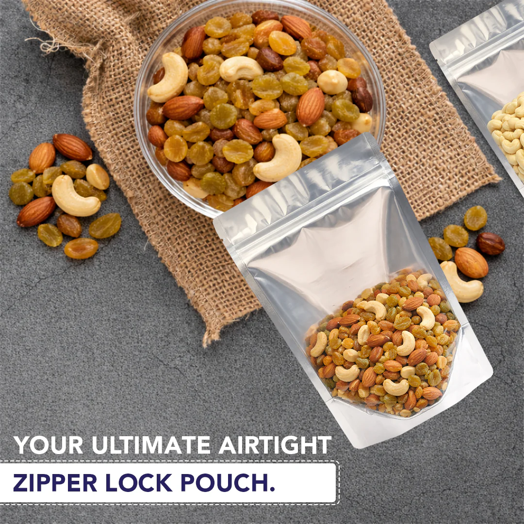 Clear /Gloss Silver Stand Up Zipper Pouch - Image 26