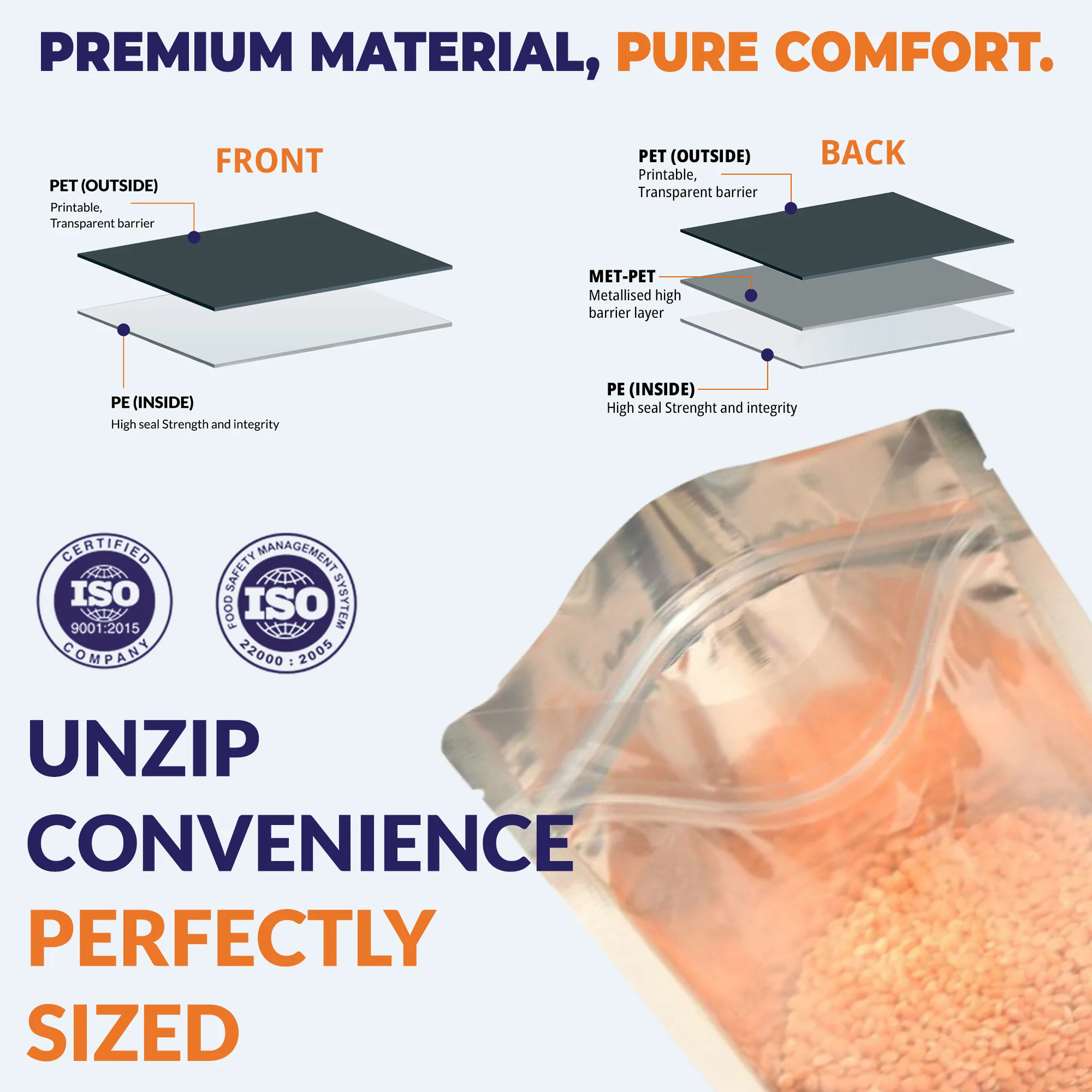 Clear /Gloss Silver Stand Up Zipper Pouch - Image 6