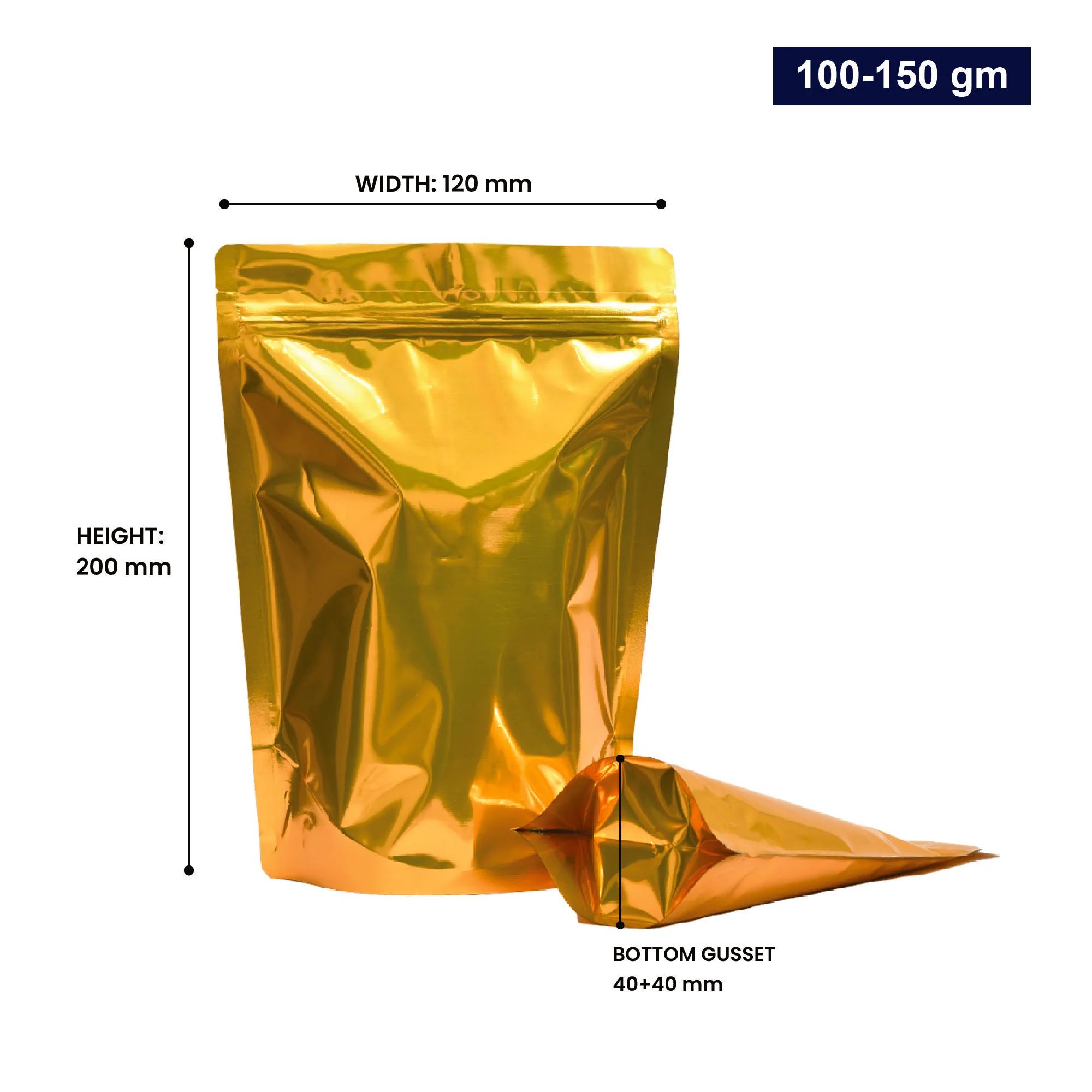 Both Side Gloss Gold Stand Up Zipper Pouch - Image 65