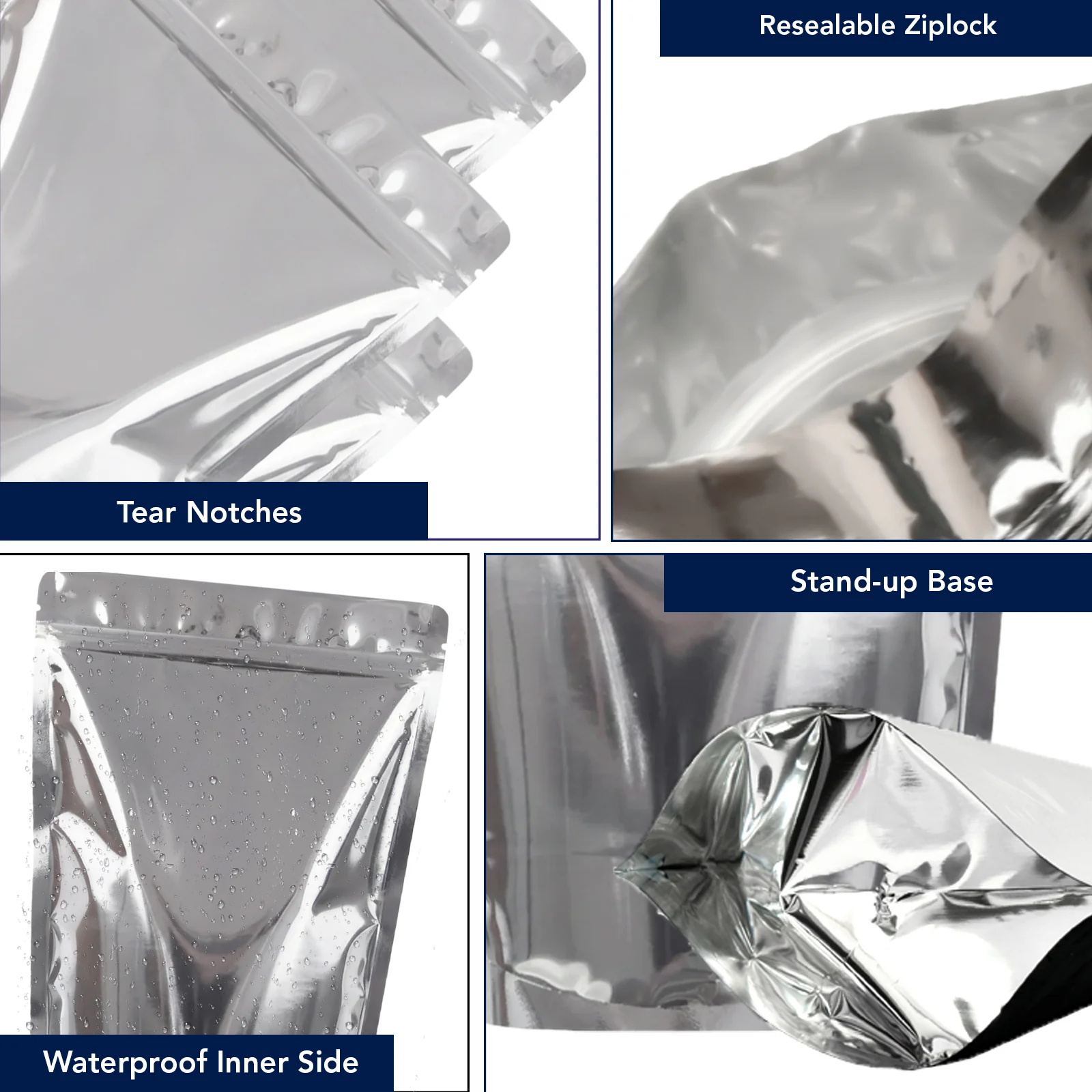 Both Side Gloss Silver Stand Up Zipper Pouch - Image 26
