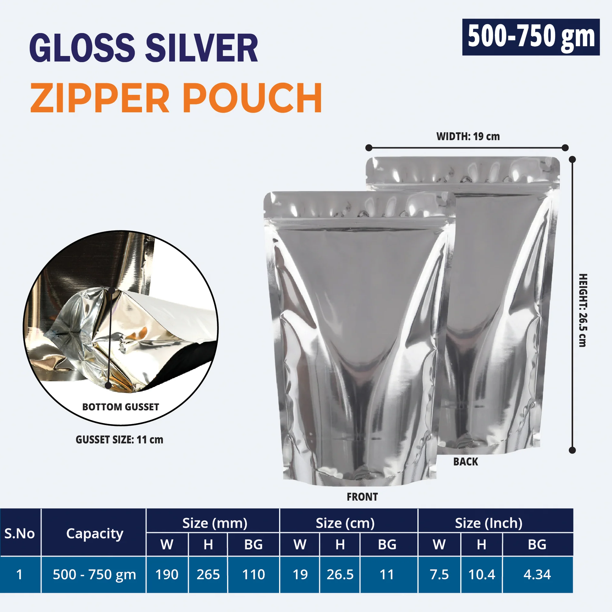 Both Side Gloss Silver Stand Up Zipper Pouch - Image 43