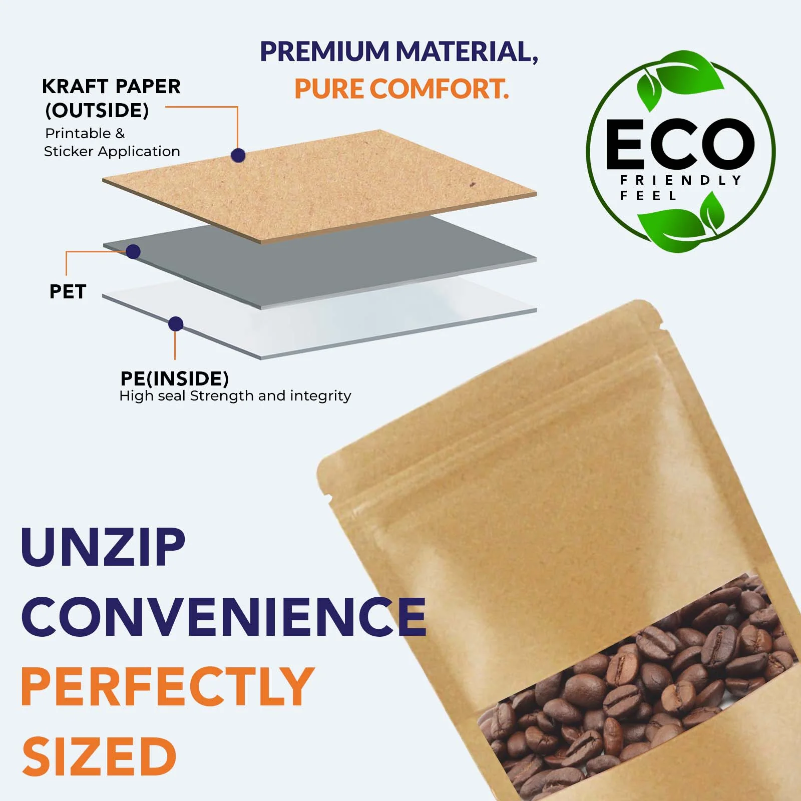 Kraft Paper Stand Up Zipper Pouch With Window - Image 13