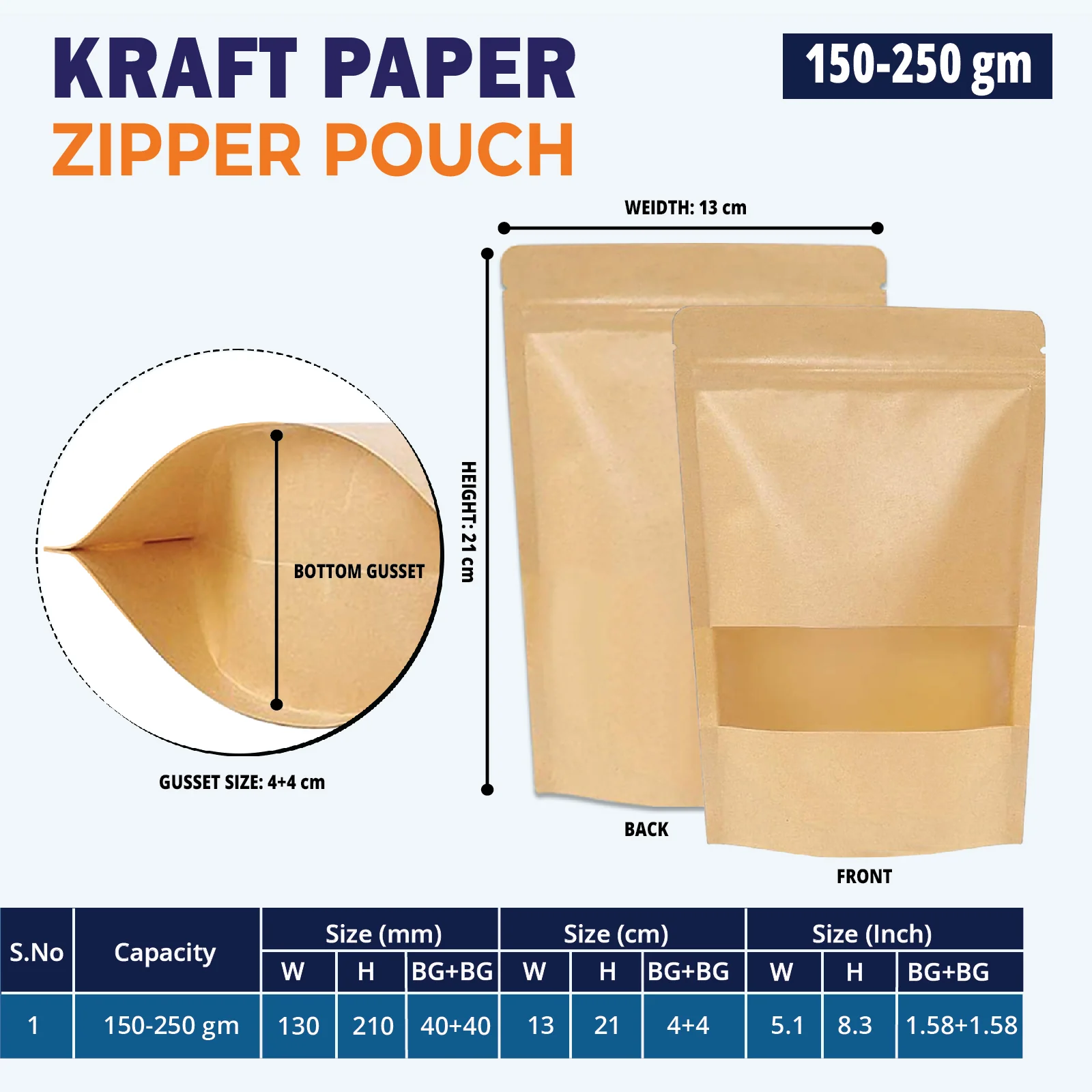 Kraft Paper Stand Up Zipper Pouch With Window - Image 24