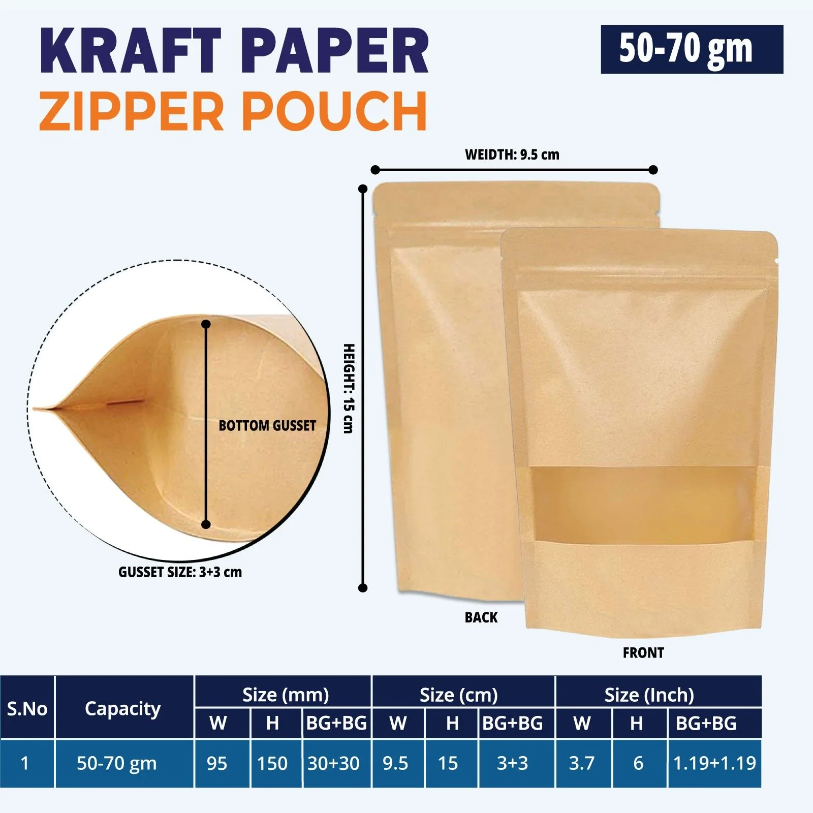 Kraft Paper Stand Up Zipper Pouch With Window - Image 3