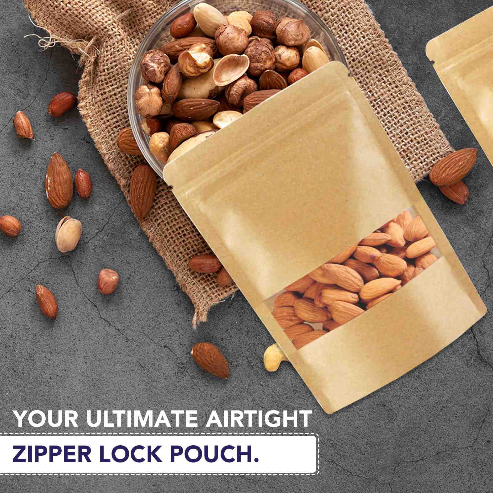 Kraft Paper Stand Up Zipper Pouch With Window - Image 44