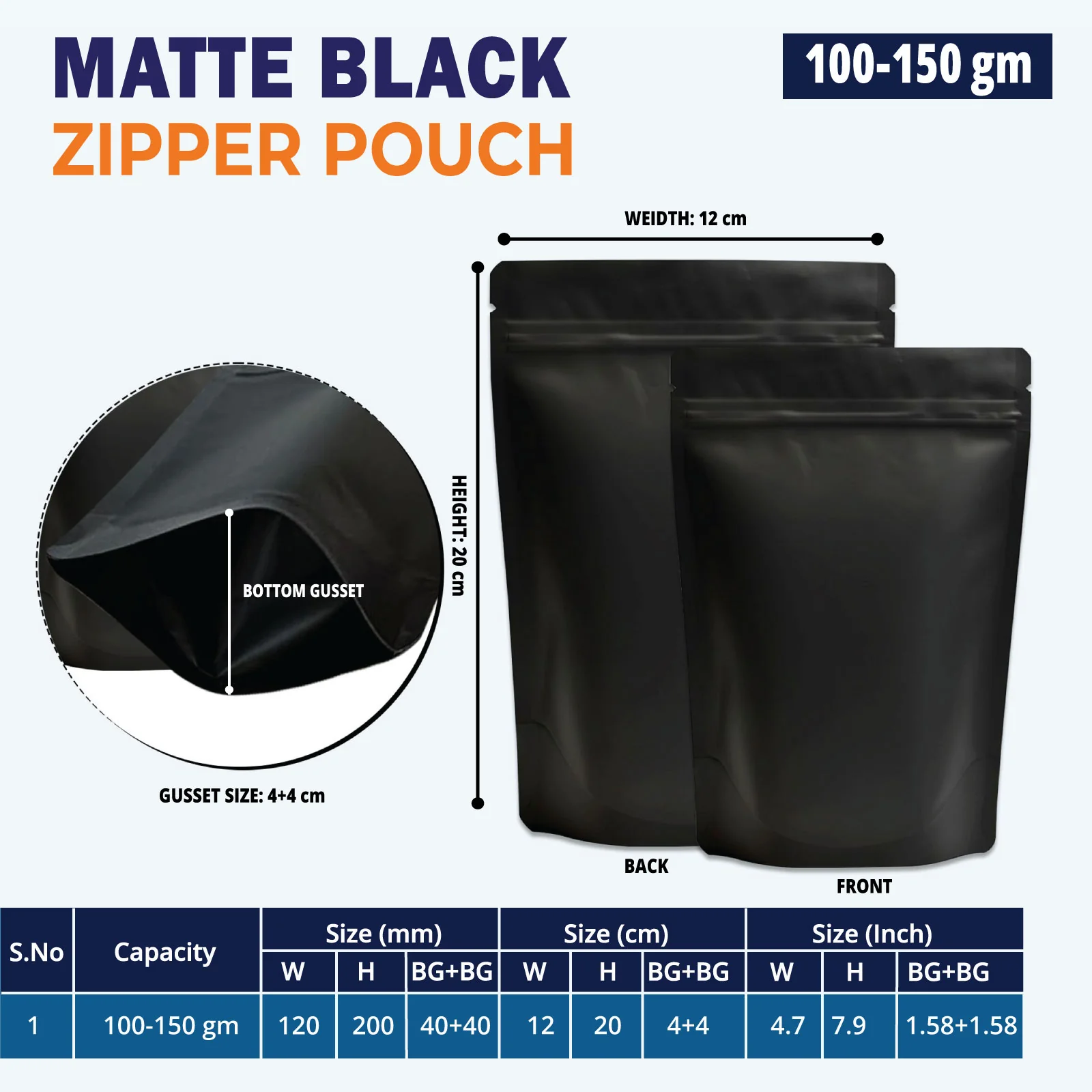 Both Side Matte Black Stand Up Zipper Pouch - Image 19