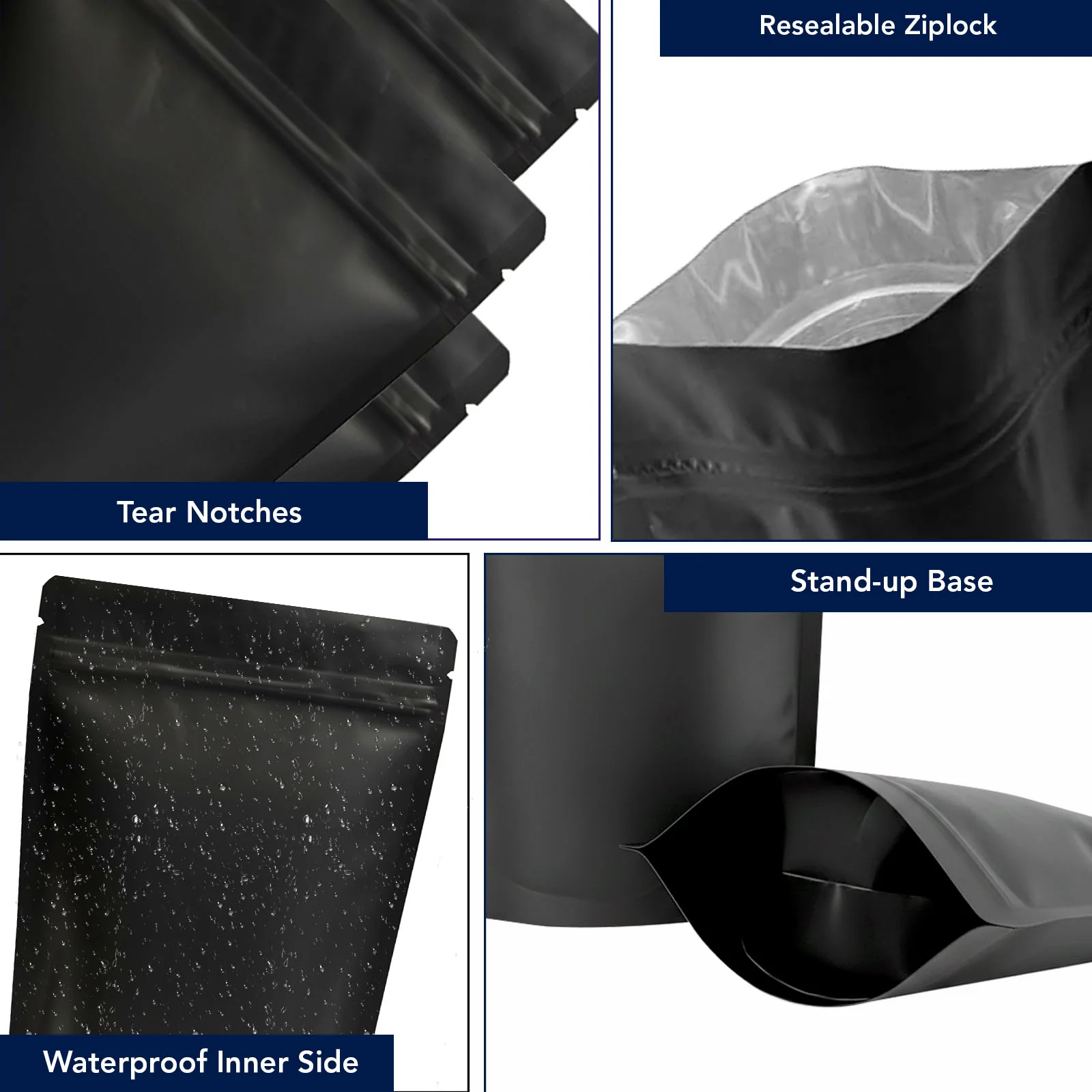 Both Side Matte Black Stand Up Zipper Pouch - Image 26