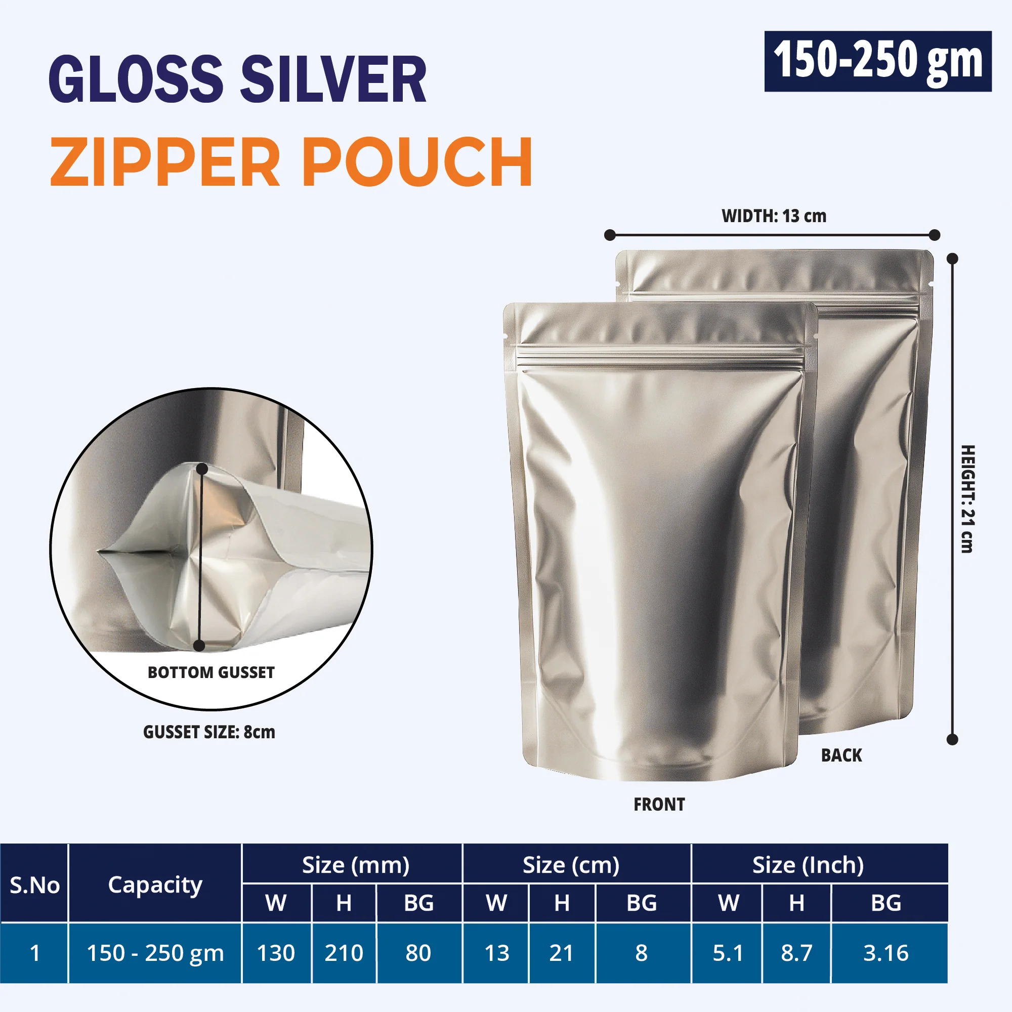 Both Side Matte Silver Stand Up Zipper Pouch - Image 27