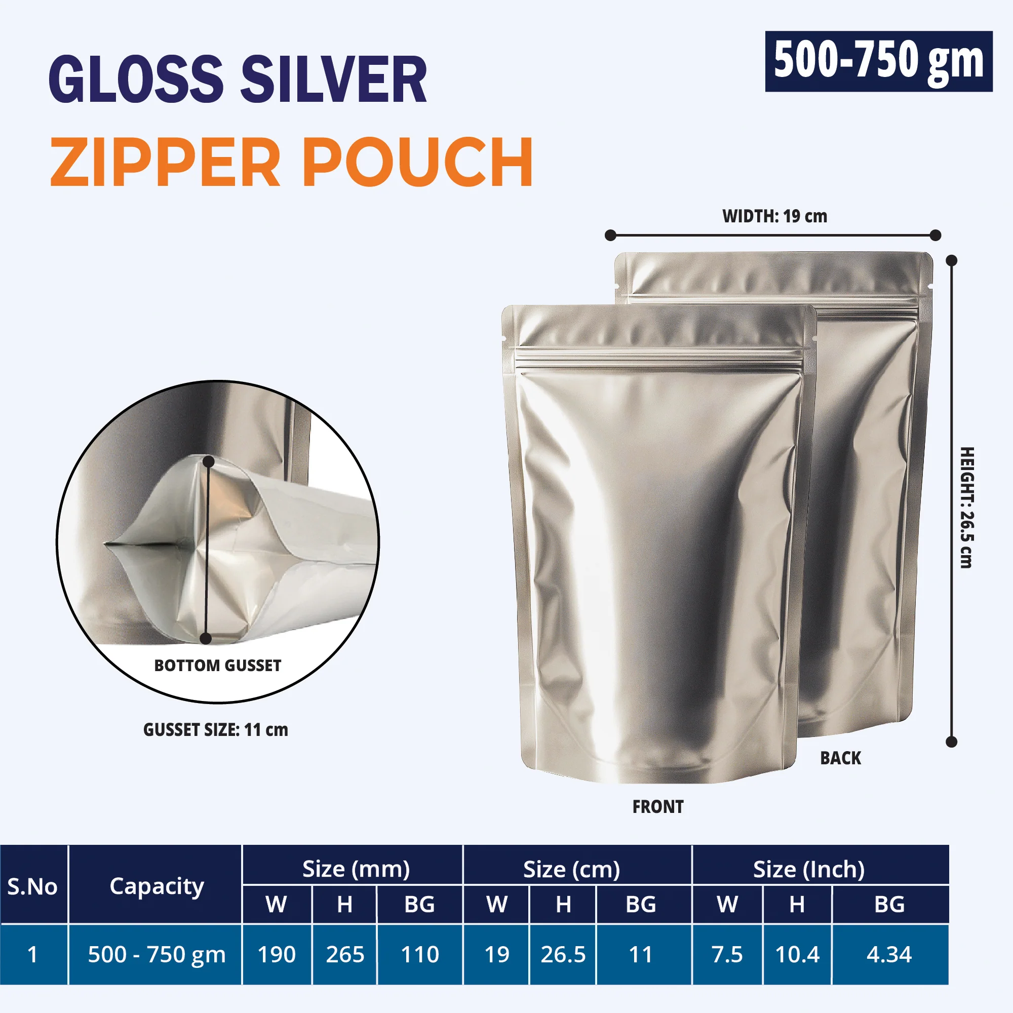 Both Side Matte Silver Stand Up Zipper Pouch - Image 43