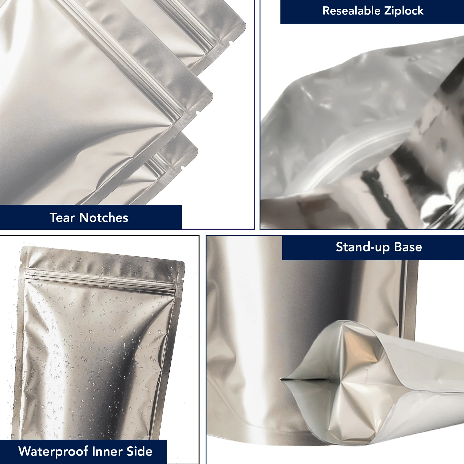 Both Side Matte Silver Stand Up Zipper Pouch - Image 50