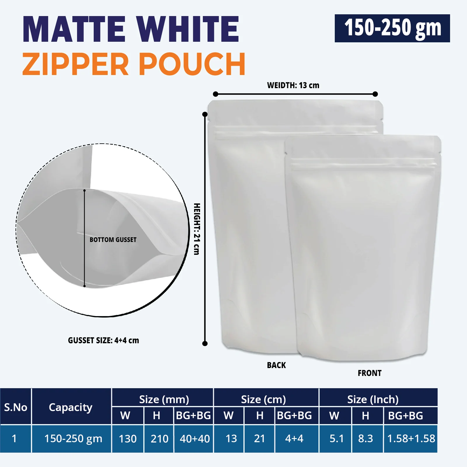 Both Side Matte White Stand Up Zipper Pouch - Image 28