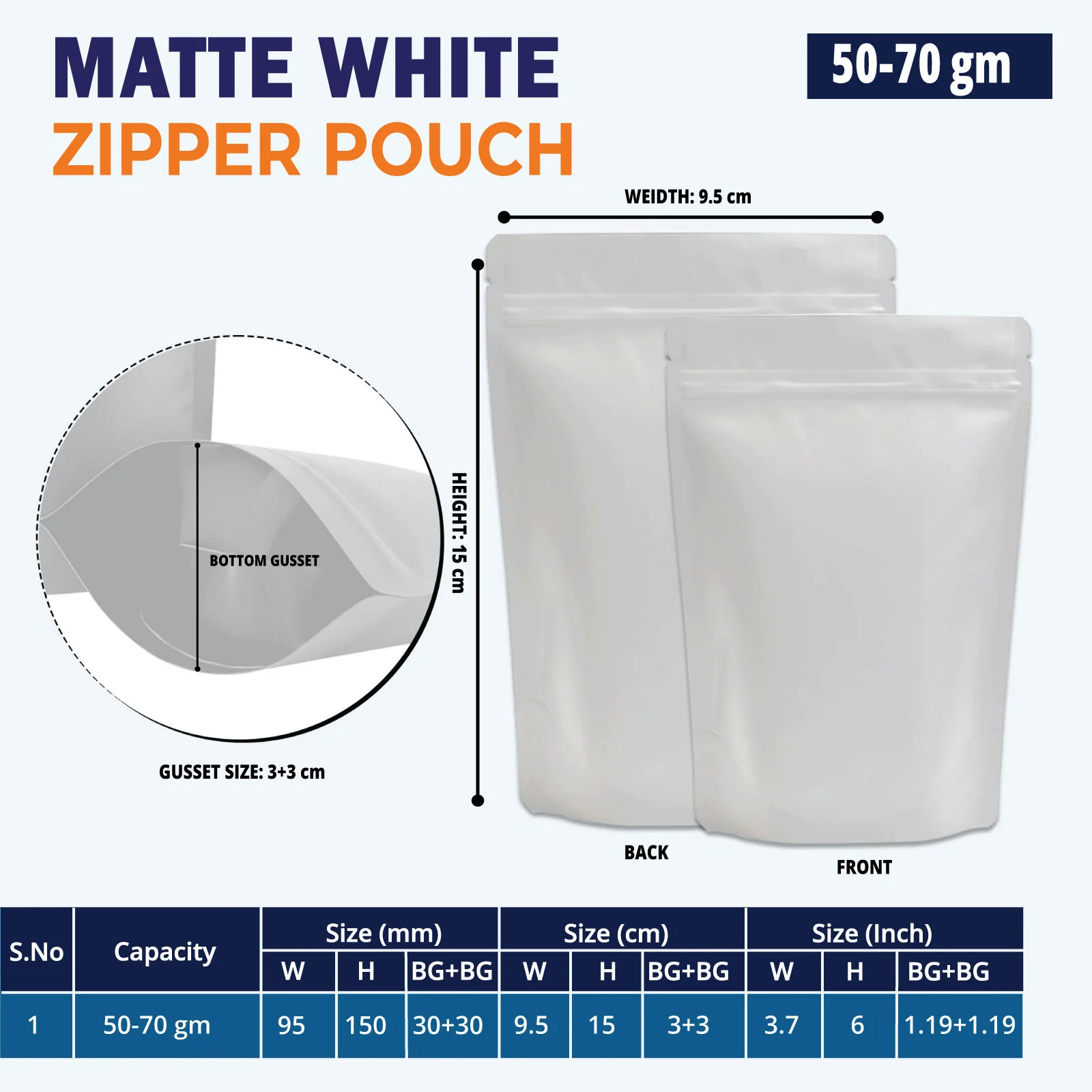 Both Side Matte White Stand Up Zipper Pouch - Image 3