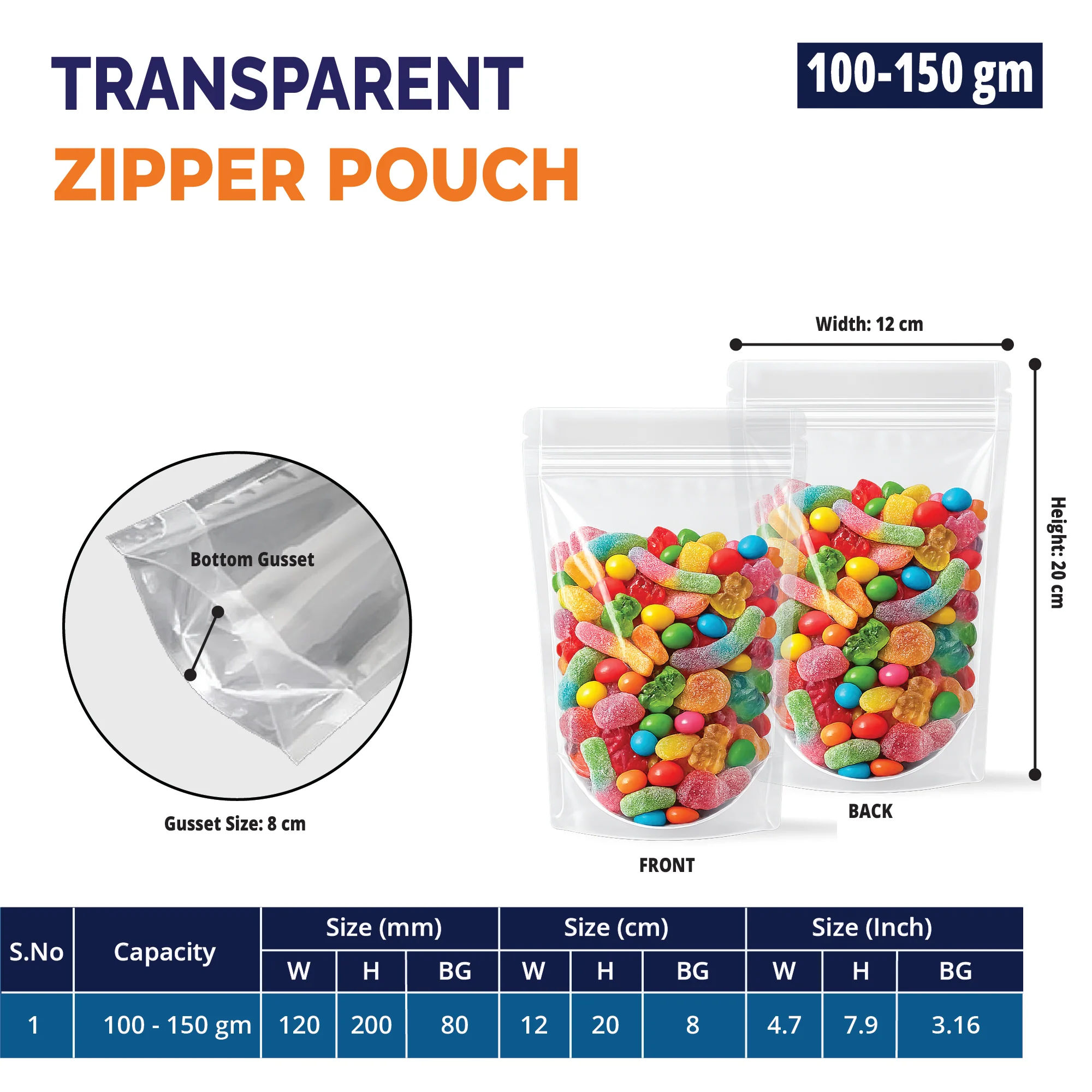 Both Side Transparent Stand Up Zipper Pouch - Image 19