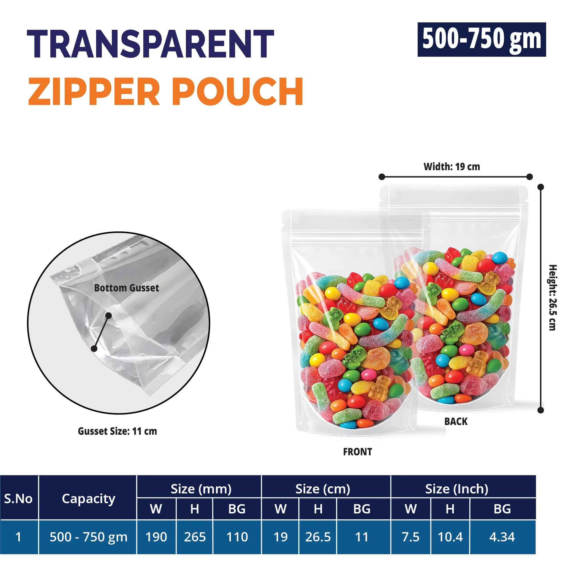 Both Side Transparent Stand Up Zipper Pouch - Image 43